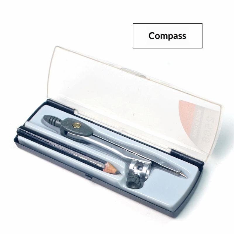 Math Geometry Set With Compass - Zestaw metalowych cyrkieli z mechanizmem blokującym,
