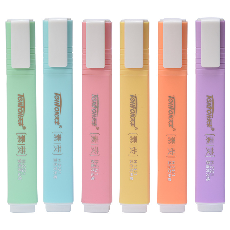 Pastel Highlighter Set Double Ended - 6 sztuk/zestaw płaski kształt blady kolor