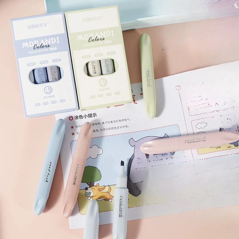 4 szt. Zakreślacze Morandi Gra – Pastel Highlighter Set Double Ended recenzja i cena